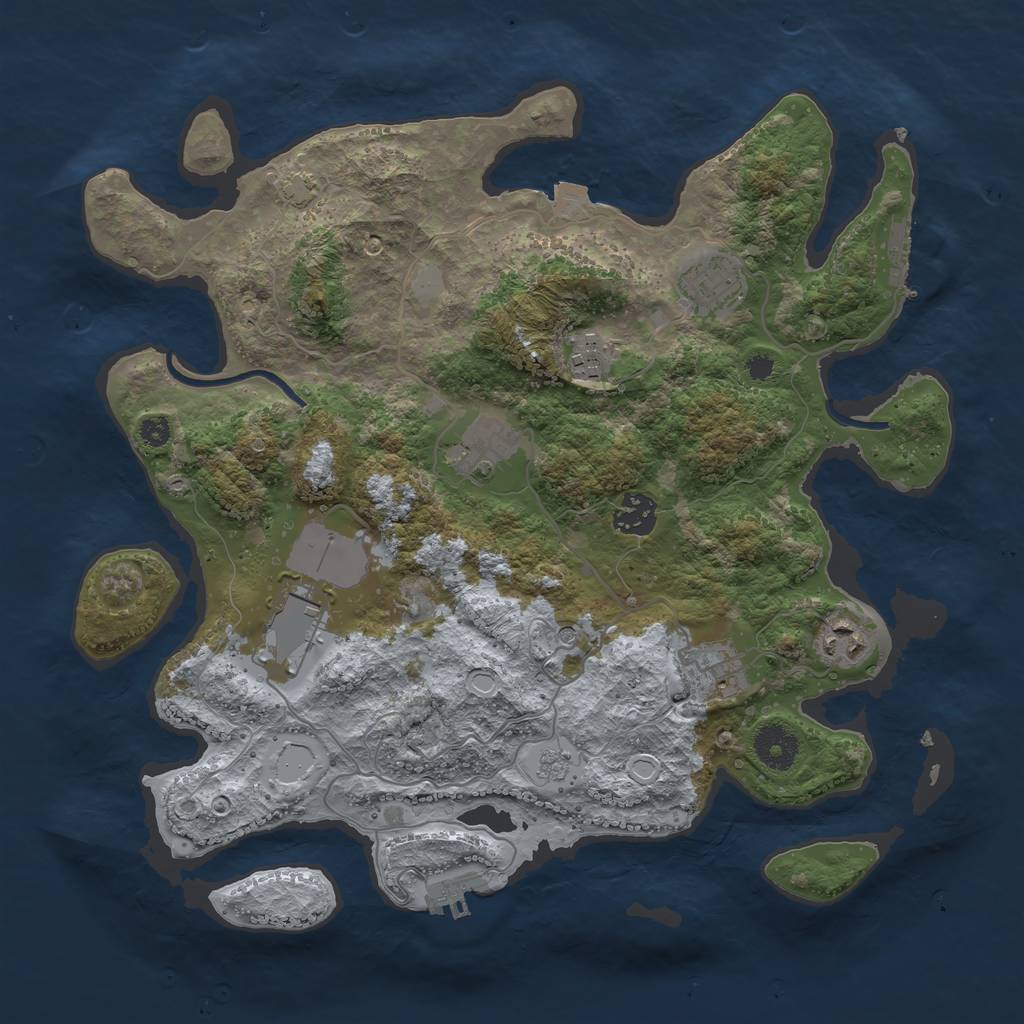 Rust Map: Procedural Map, Size: 3500, Seed: 1009590288, 15 Monuments