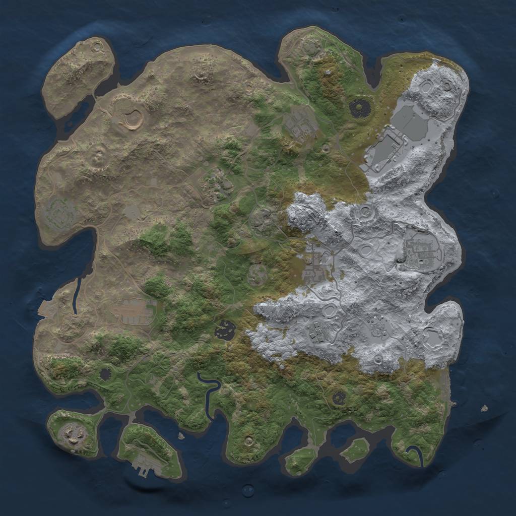 Rust Map: Procedural Map, Size: 3750, Seed: 69064936, 19 Monuments