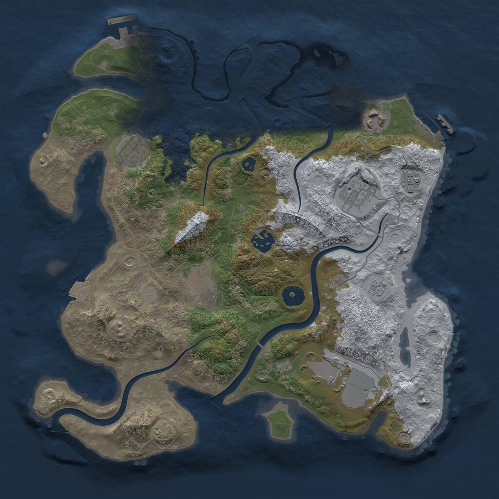 Rust Map: Procedural Map, Size: 3500, Seed: 1993330497, 13 Monuments