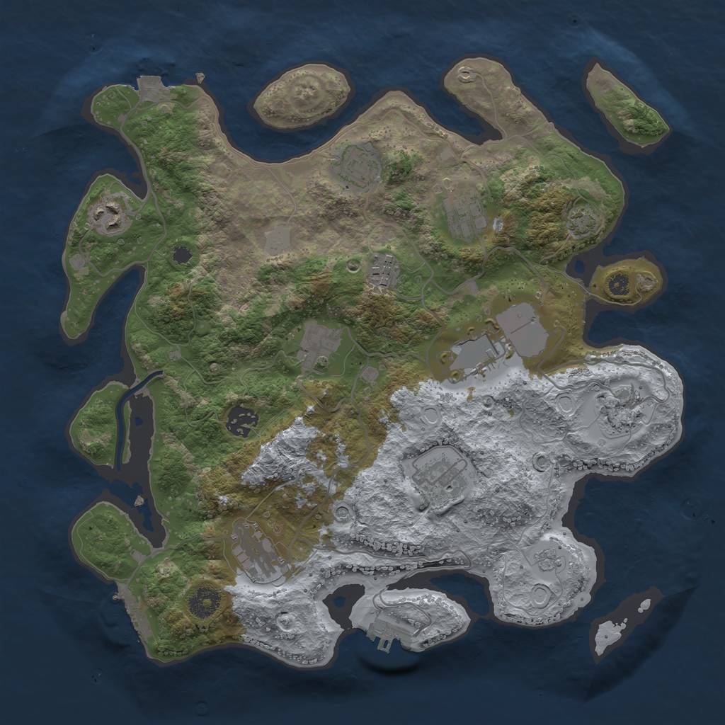 Rust Map: Procedural Map, Size: 3500, Seed: 7212674, 18 Monuments