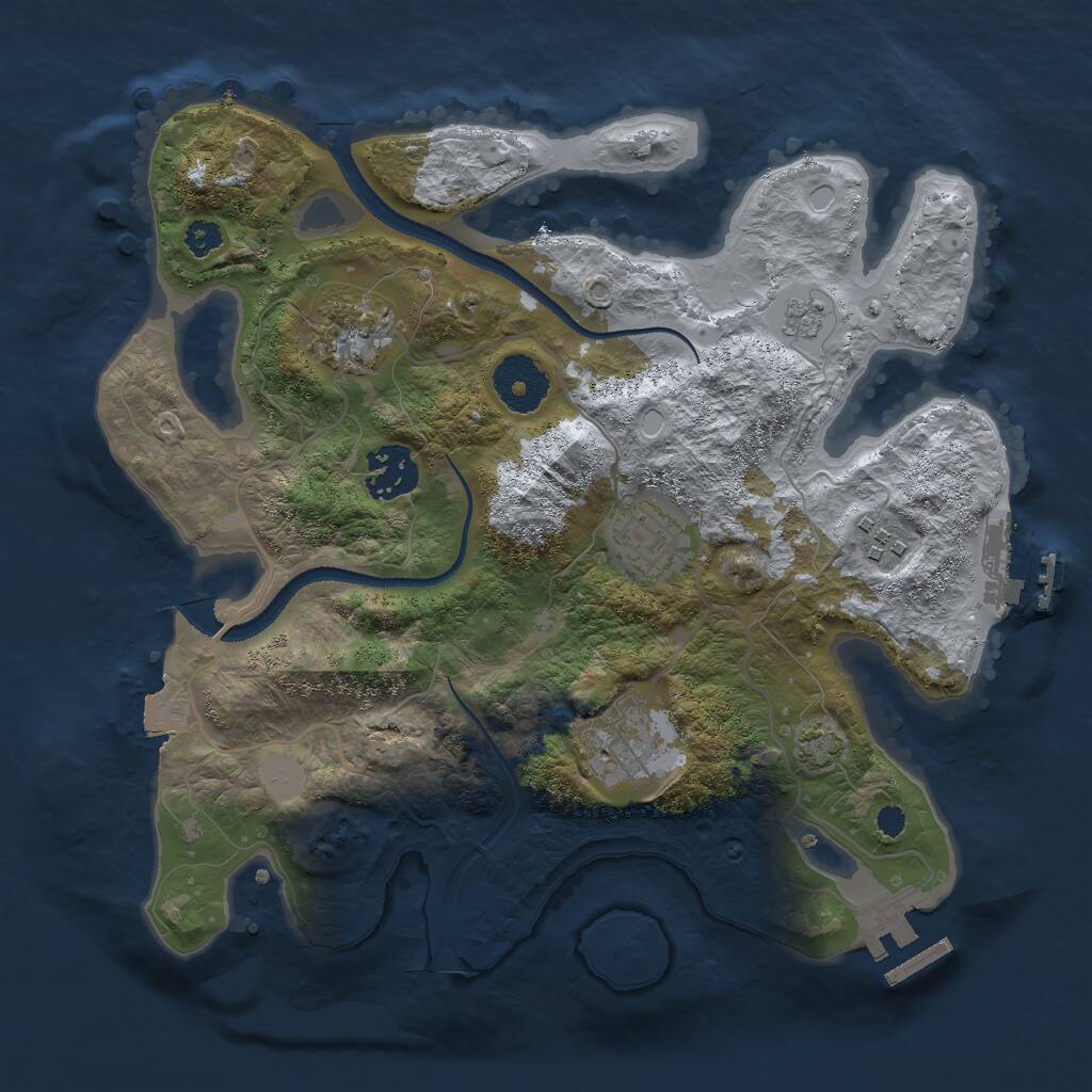 Rust Map: Procedural Map, Size: 3000, Seed: 156066843, 10 Monuments