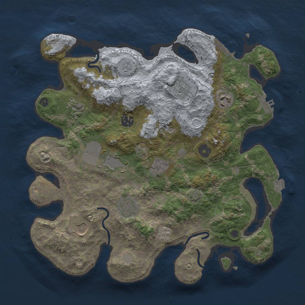 Rust Map: Procedural Map, Size: 3500, Seed: 1307469759, 17 Monuments