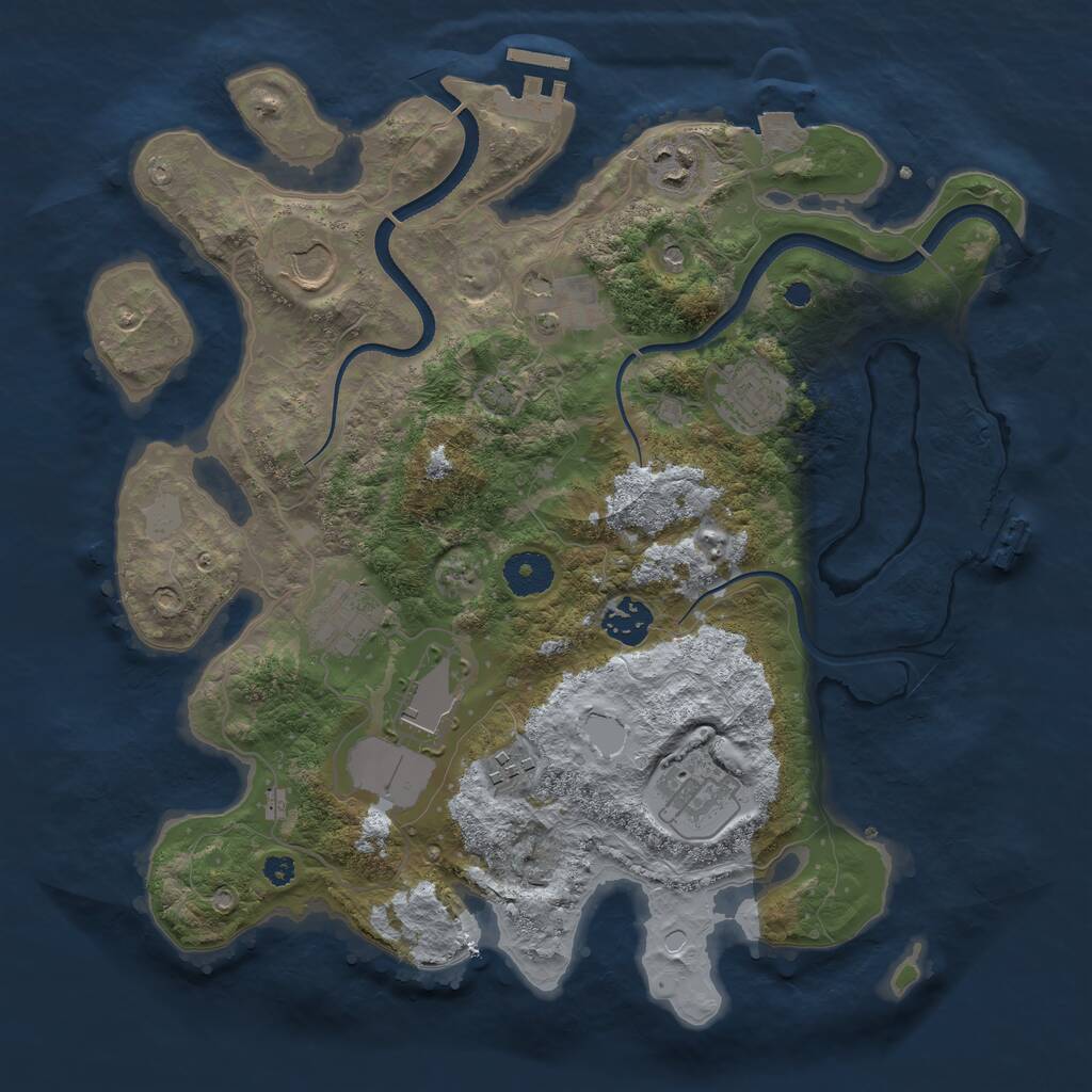 Rust Map: Procedural Map, Size: 3500, Seed: 439111866, 14 Monuments