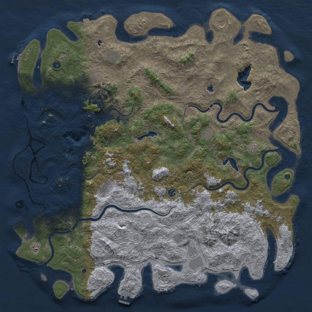 Rust Map: Procedural Map, Size: 6000, Seed: 228152039, 17 Monuments