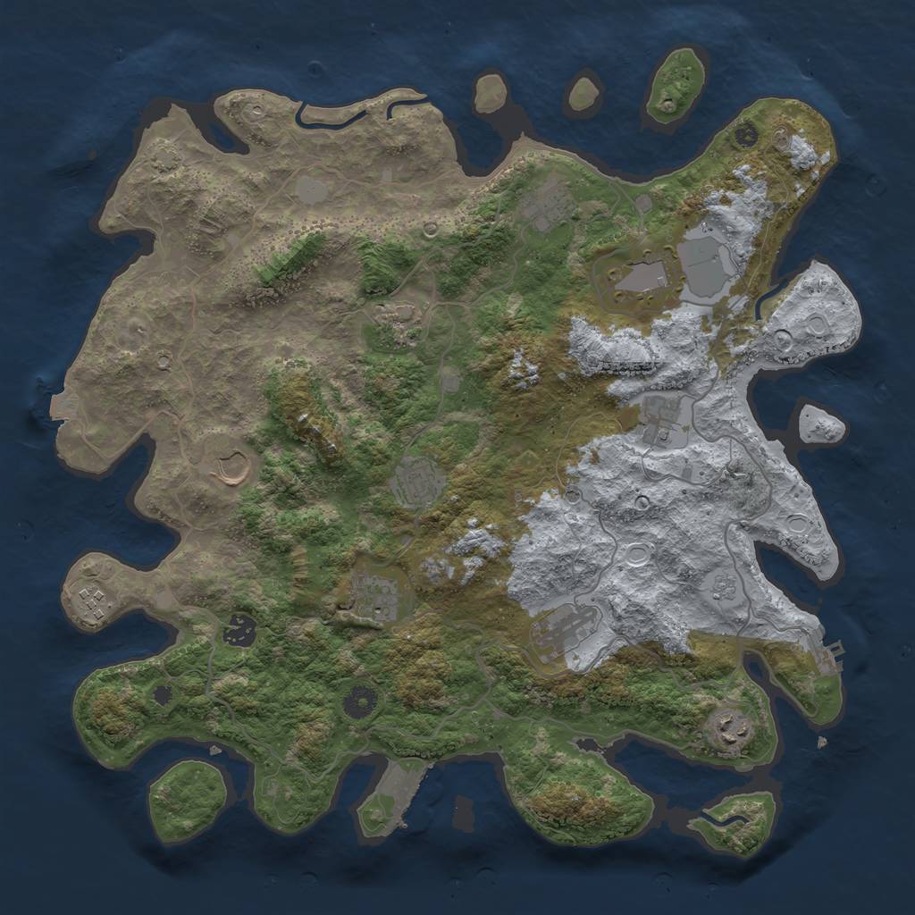 Rust Map: Procedural Map, Size: 4096, Seed: 1150225788, 19 Monuments