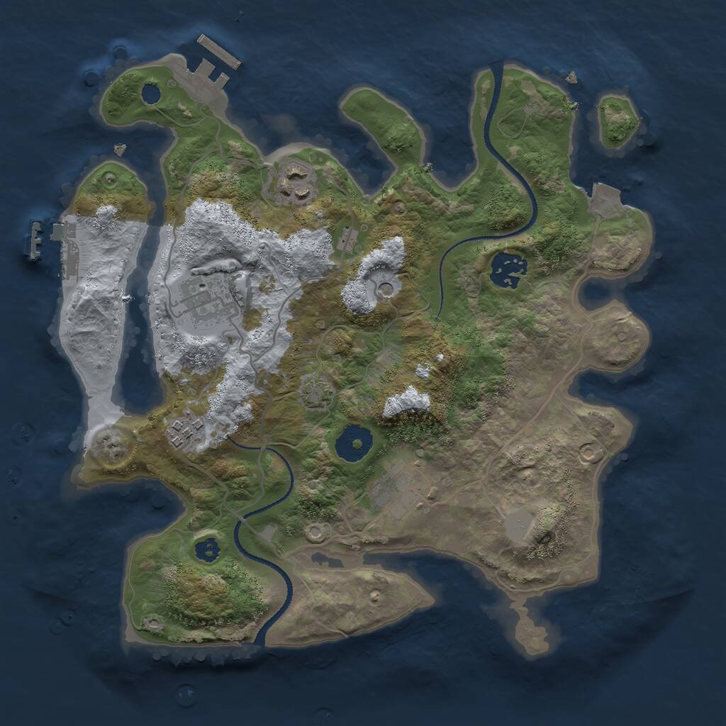 Rust Map: Procedural Map, Size: 3000, Seed: 489123, 10 Monuments