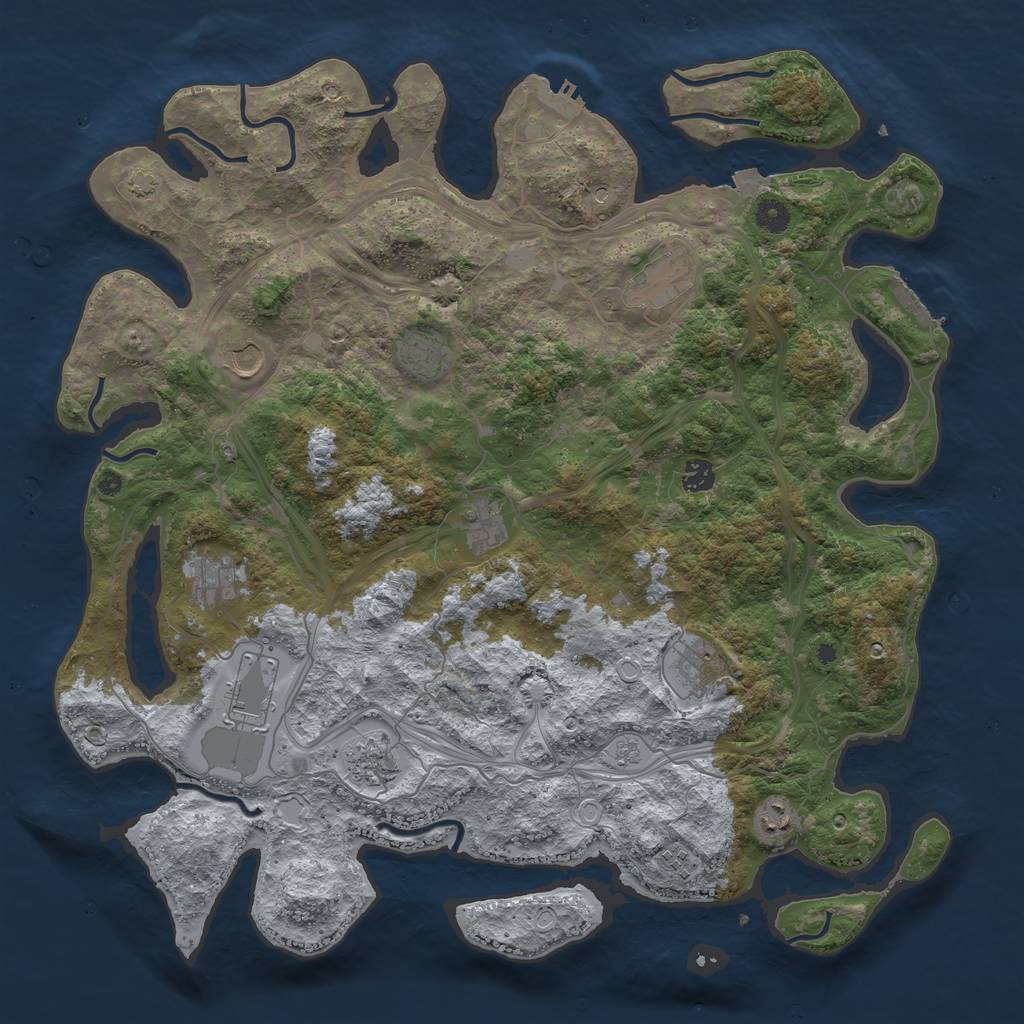 Rust Map: Procedural Map, Size: 4500, Seed: 1482996135, 19 Monuments