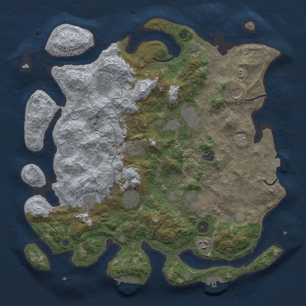 Rust Map: Procedural Map, Size: 4000, Seed: 955972749, 18 Monuments
