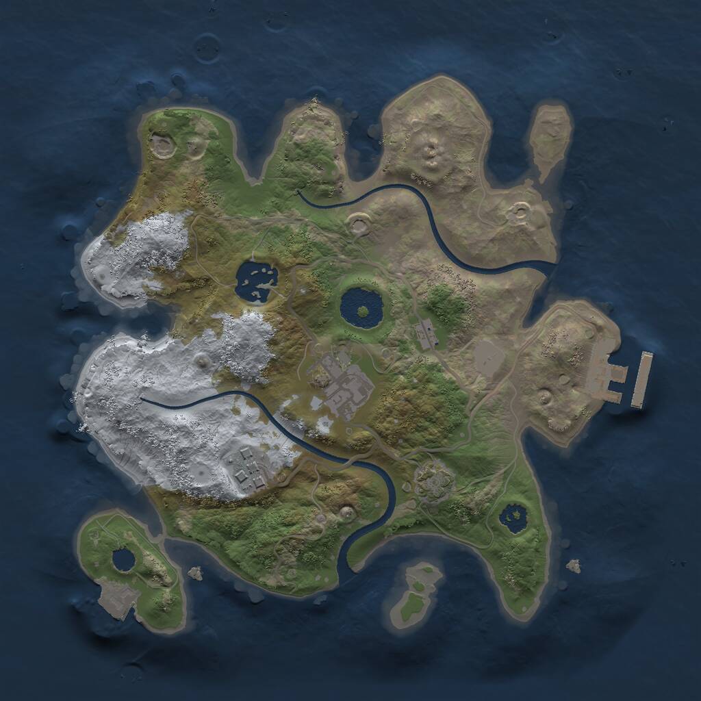 Rust Map: Procedural Map, Size: 2500, Seed: 319509916, 6 Monuments