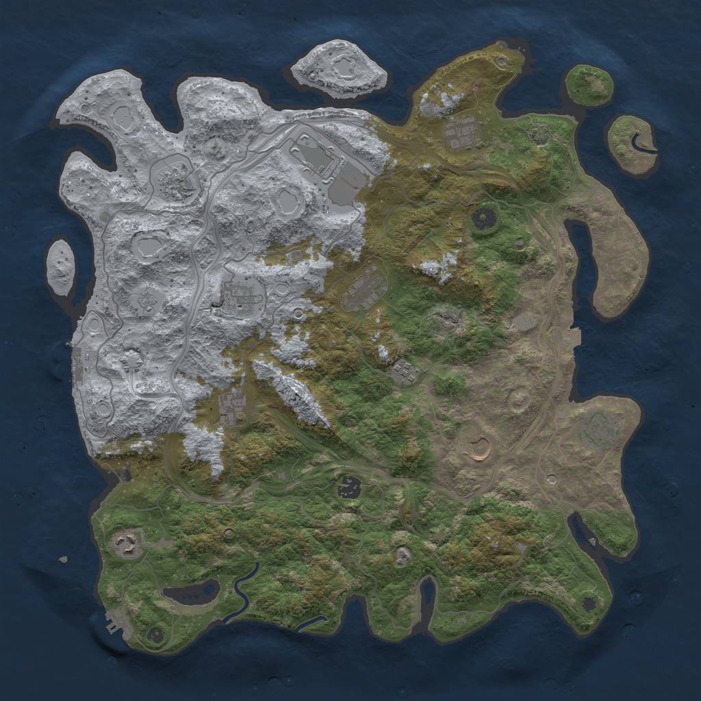 Rust Map: Procedural Map, Size: 4500, Seed: 256321, 19 Monuments