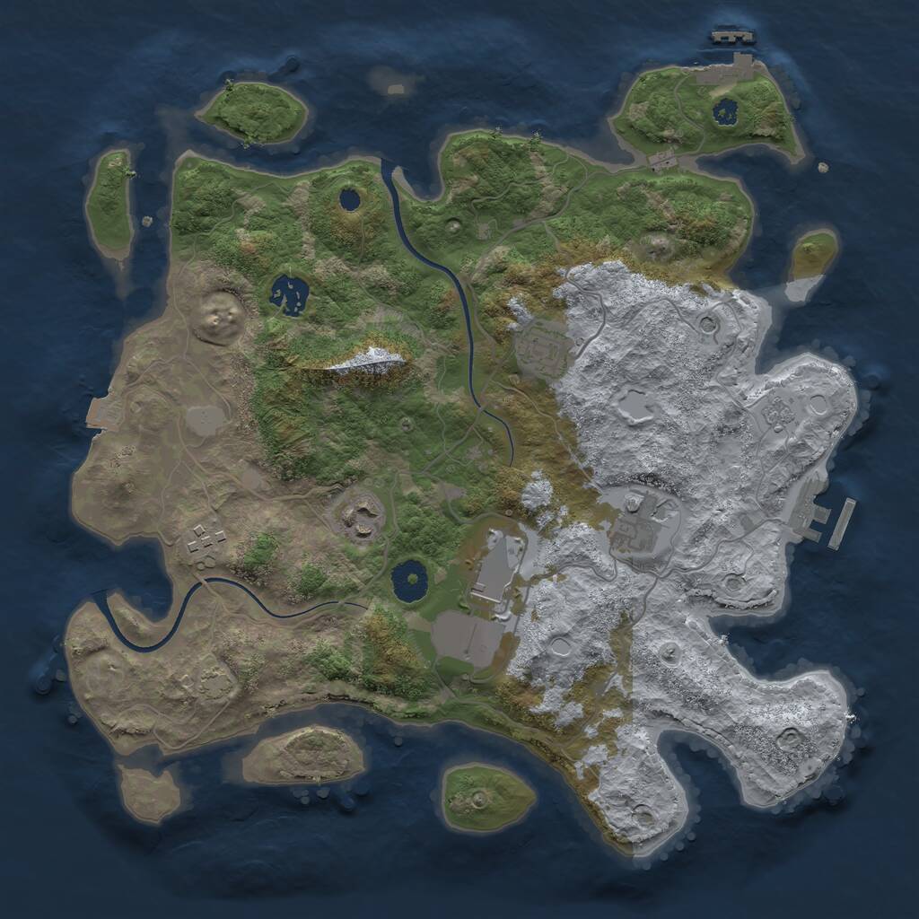 Rust Map: Procedural Map, Size: 3500, Seed: 1138409008, 12 Monuments