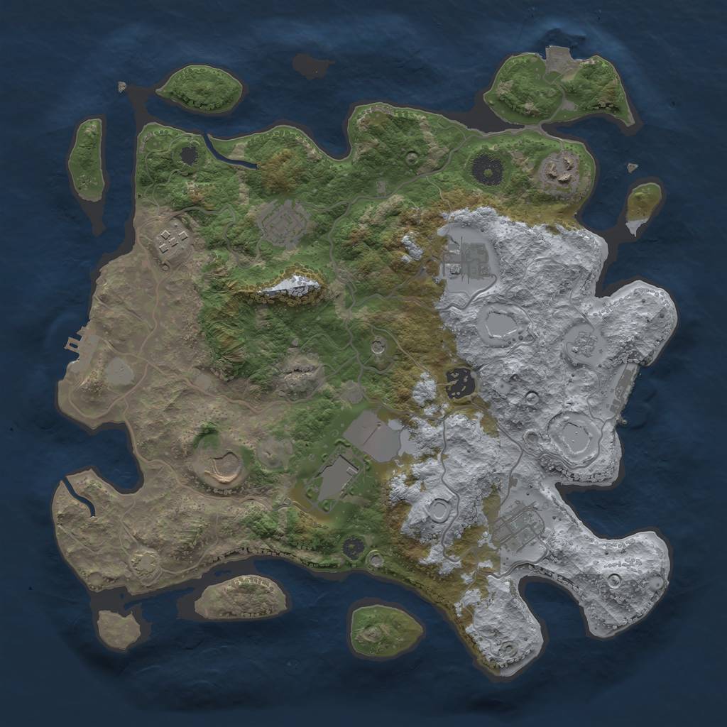 Rust Map: Procedural Map, Size: 3500, Seed: 1138409008, 16 Monuments