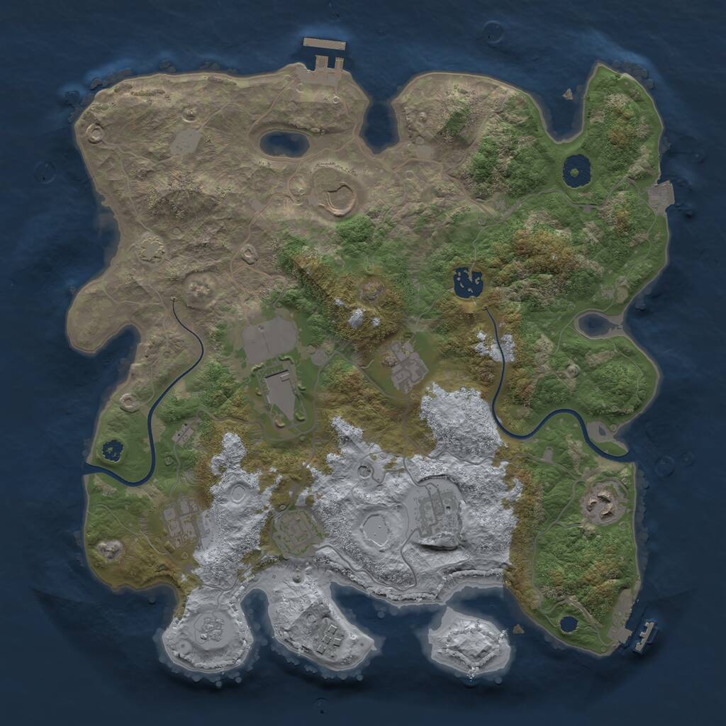 Rust Map: Procedural Map, Size: 3500, Seed: 851863569, 15 Monuments