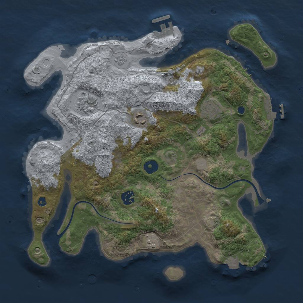 Rust Map: Procedural Map, Size: 3300, Seed: 1046171739, 11 Monuments