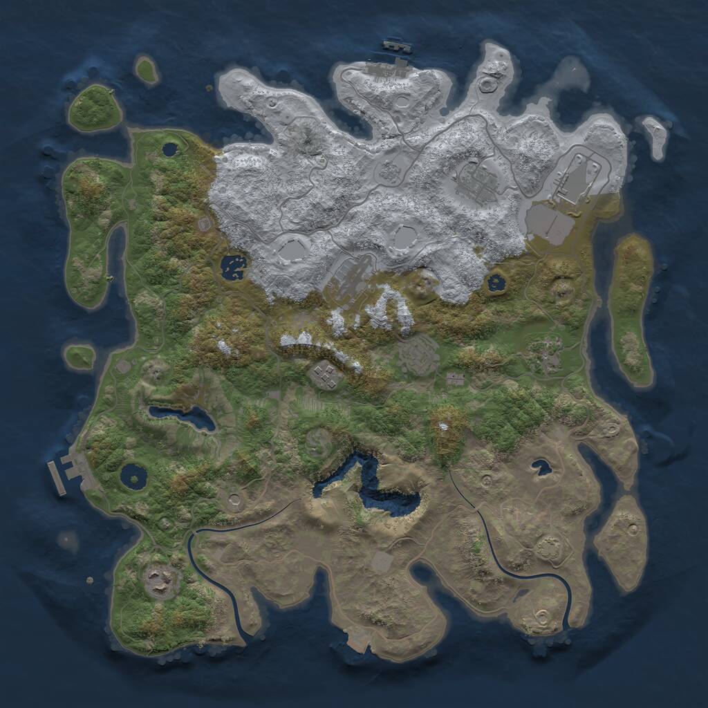 Rust Map: Procedural Map, Size: 4000, Seed: 378575599, 14 Monuments