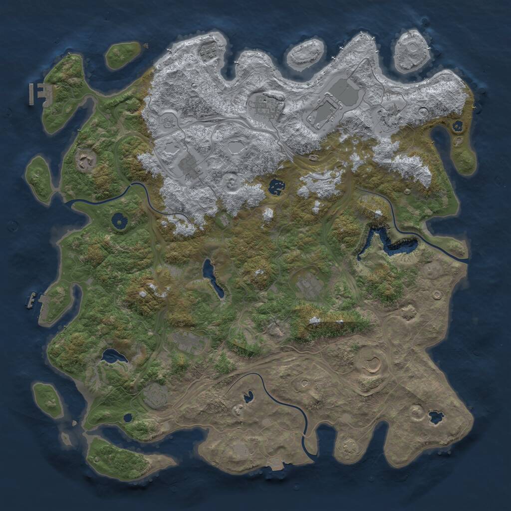 Rust Map: Procedural Map, Size: 4800, Seed: 2126078699, 17 Monuments