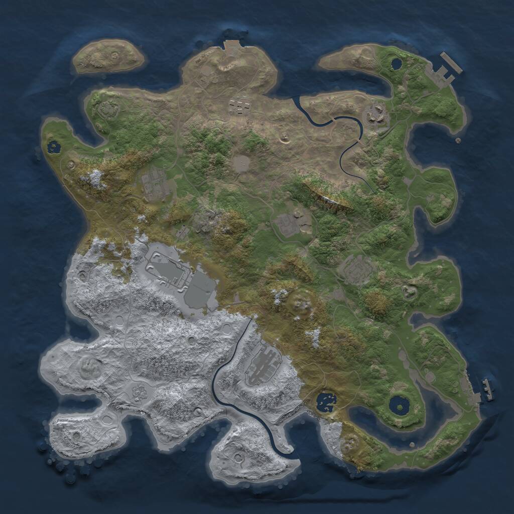 Rust Map: Procedural Map, Size: 3800, Seed: 130732977, 14 Monuments