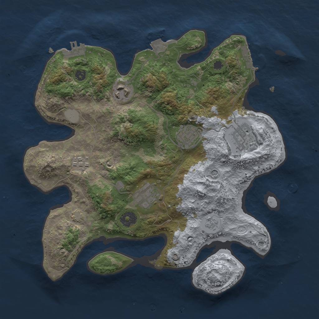 Rust Map: Procedural Map, Size: 3000, Seed: 1580416553, 13 Monuments