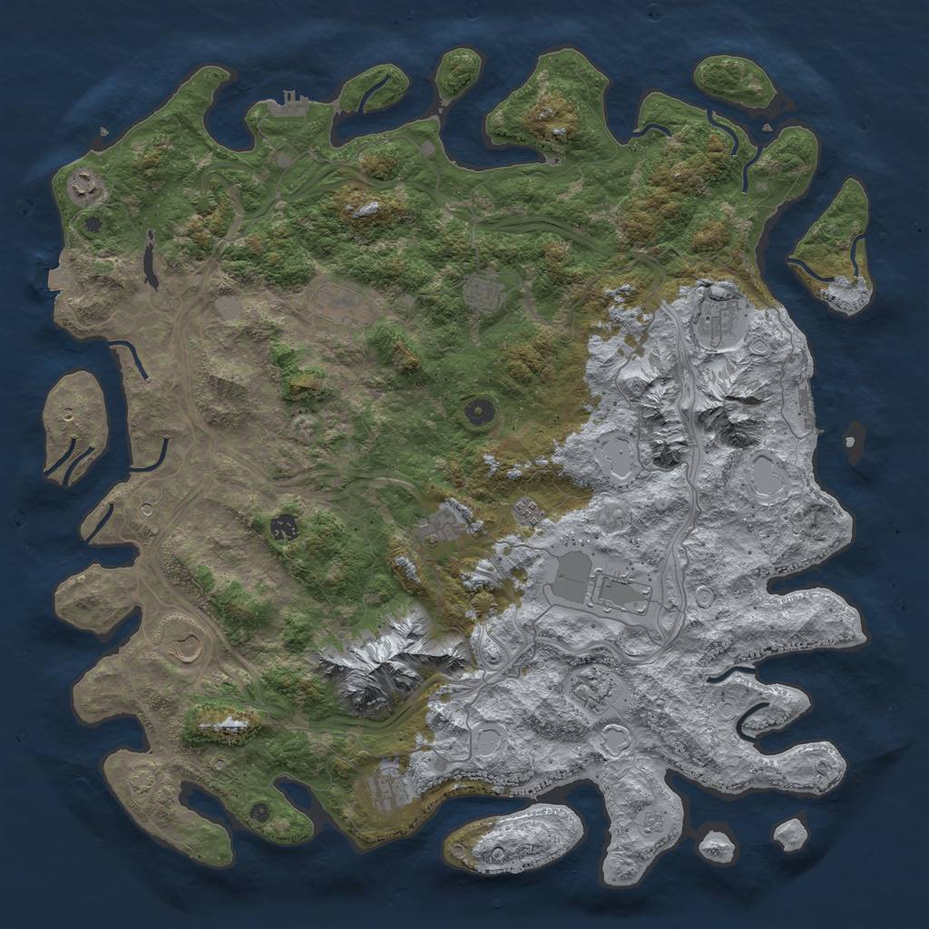 Rust Map: Procedural Map, Size: 5000, Seed: 950703, 19 Monuments