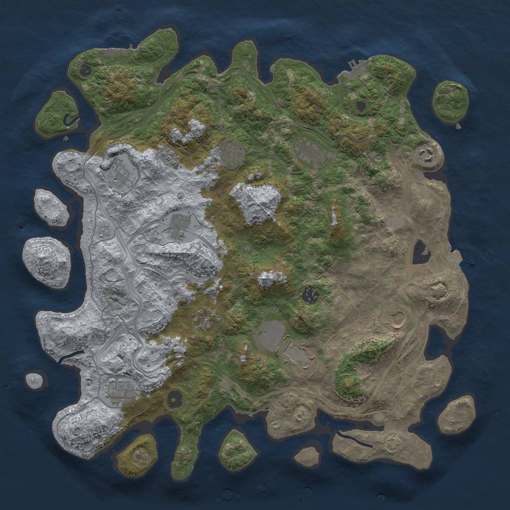 Rust Map: Procedural Map, Size: 4500, Seed: 840918883, 19 Monuments