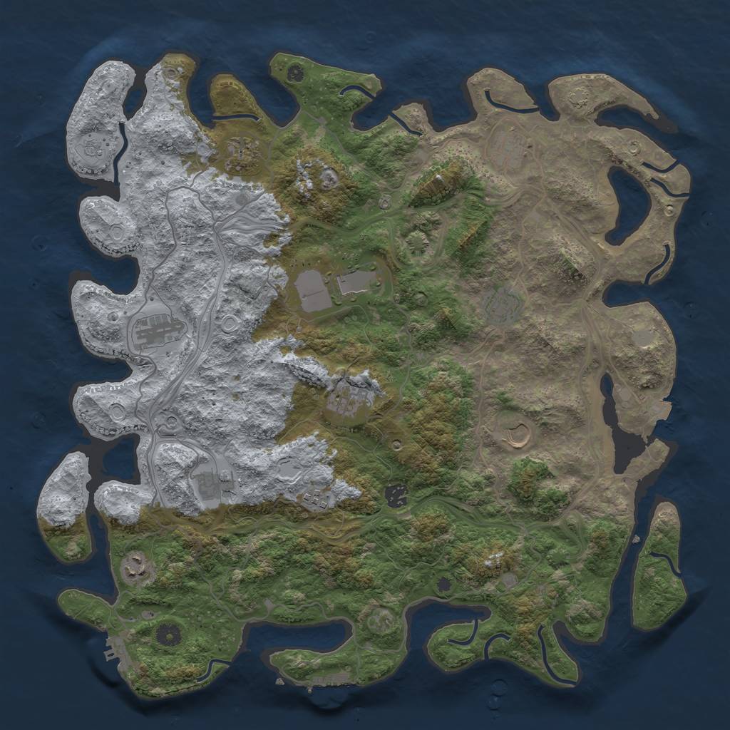 Rust Map: Procedural Map, Size: 4500, Seed: 258550, 19 Monuments