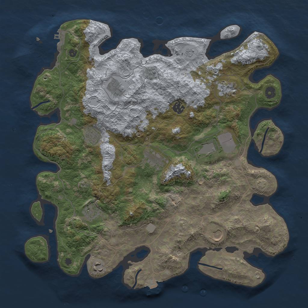 Rust Map: Procedural Map, Size: 4000, Seed: 2130596128, 17 Monuments