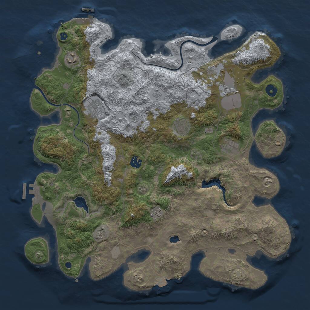 Rust Map: Procedural Map, Size: 4000, Seed: 2130596128, 13 Monuments