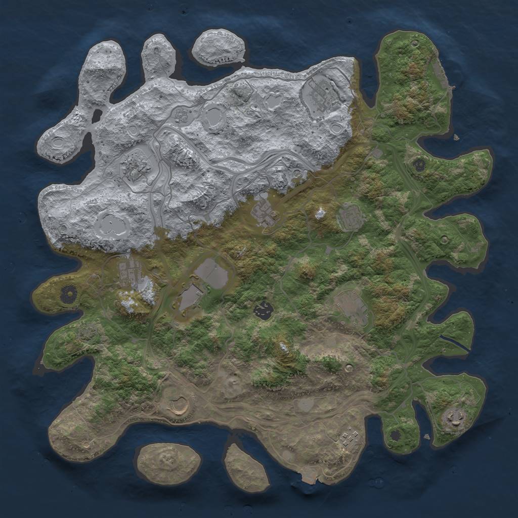 Rust Map: Procedural Map, Size: 4250, Seed: 1389352332, 18 Monuments