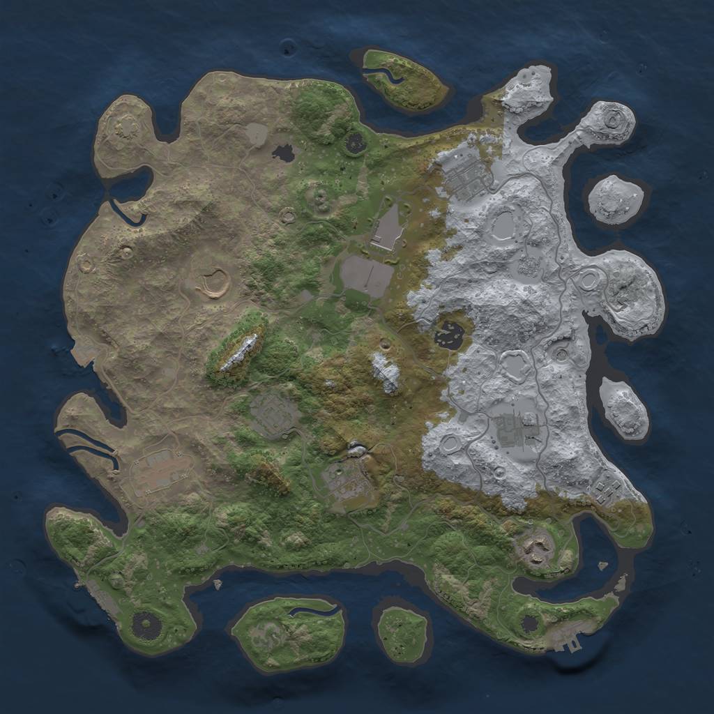 Rust Map: Procedural Map, Size: 3700, Seed: 1704278534, 18 Monuments