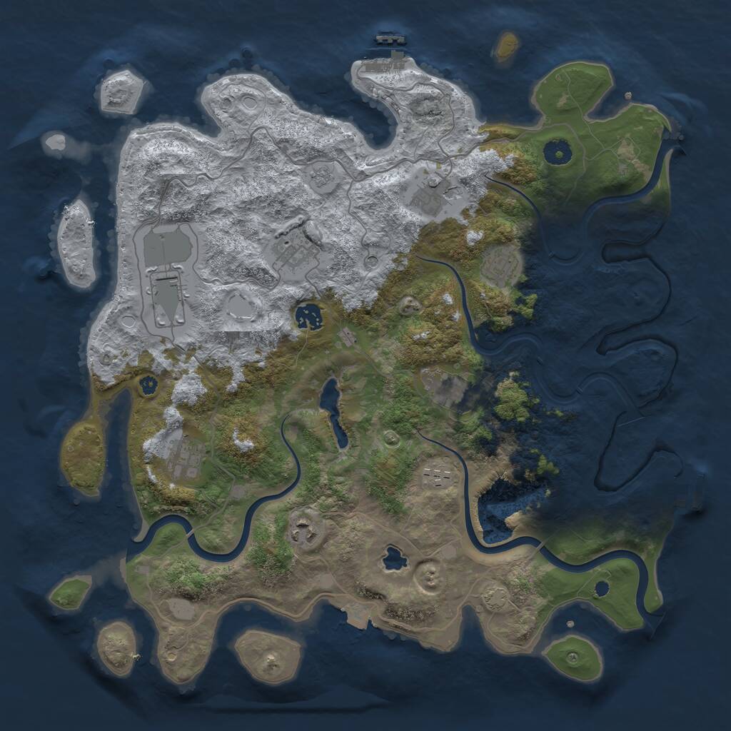 Rust Map: Procedural Map, Size: 4050, Seed: 1629950306, 15 Monuments