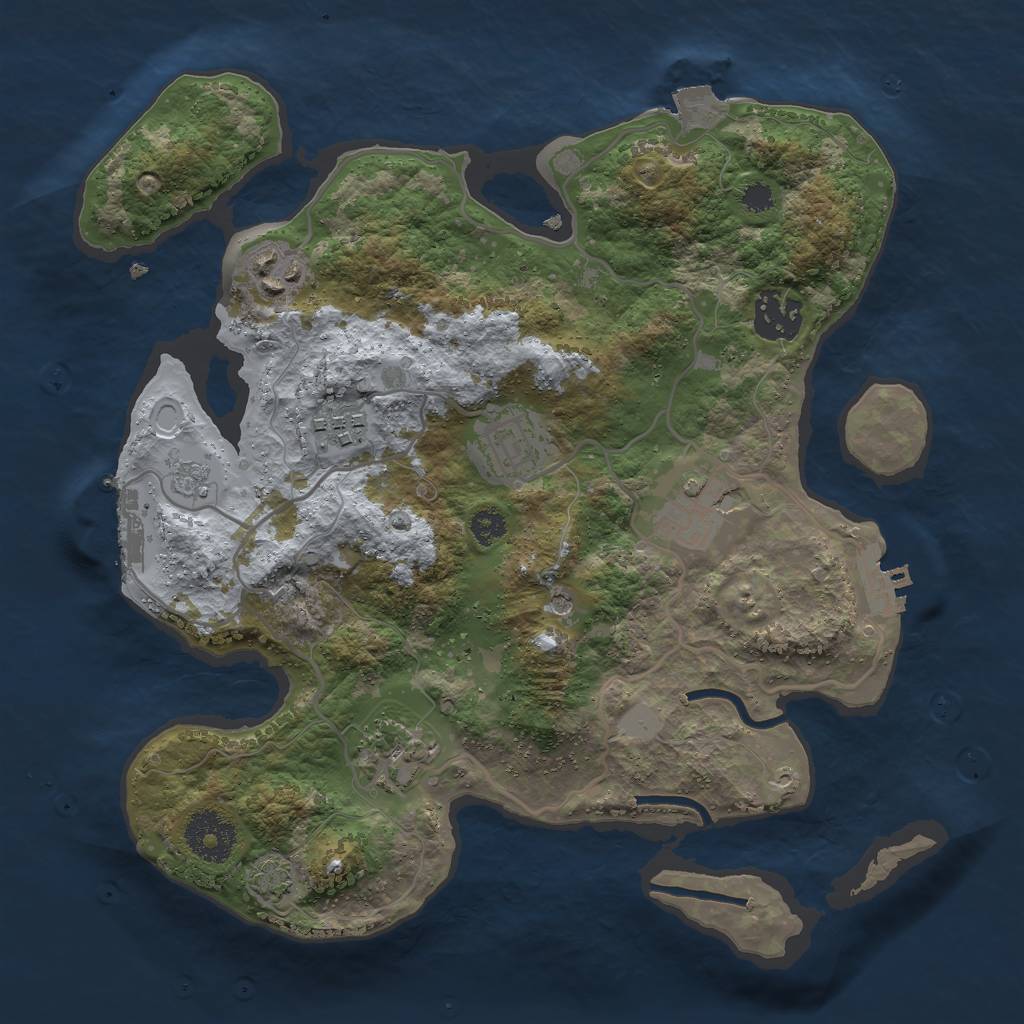 Rust Map: Procedural Map, Size: 3000, Seed: 991538387, 14 Monuments