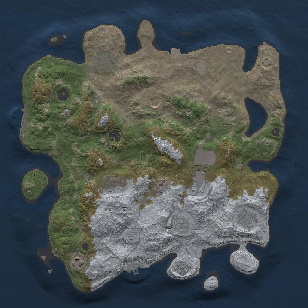 Rust Map: Procedural Map, Size: 3750, Seed: 1777391188, 18 Monuments