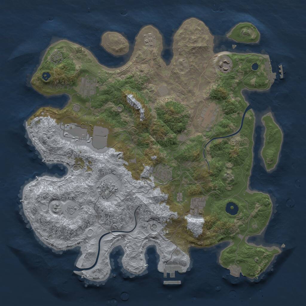 Rust Map: Procedural Map, Size: 3600, Seed: 2191627, 14 Monuments
