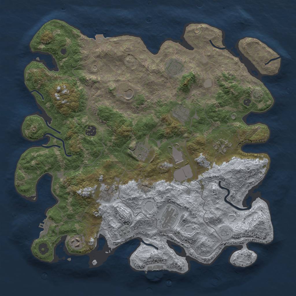 Rust Map: Procedural Map, Size: 4096, Seed: 1110754251, 19 Monuments