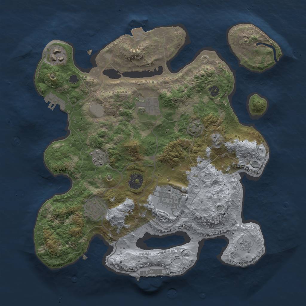 Rust Map: Procedural Map, Size: 3000, Seed: 68877, 12 Monuments