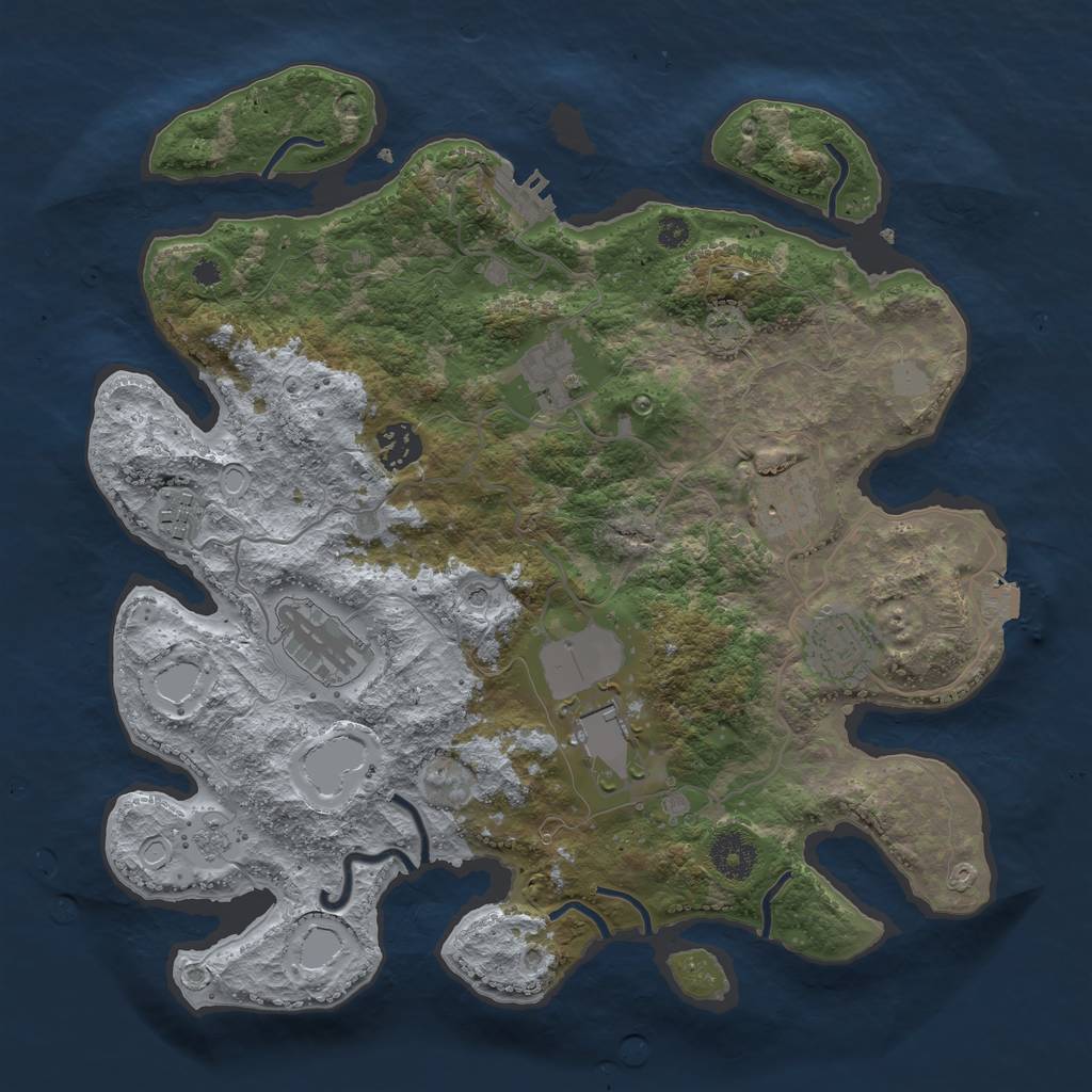 Rust Map: Procedural Map, Size: 3500, Seed: 19369601, 14 Monuments