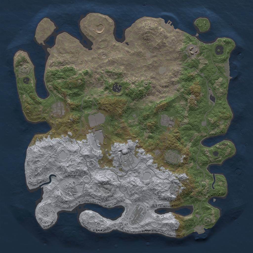 Rust Map: Procedural Map, Size: 4000, Seed: 1854723567, 19 Monuments