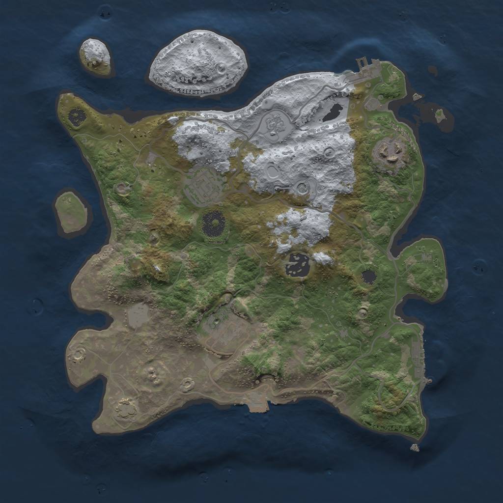 Rust Map: Procedural Map, Size: 3000, Seed: 1217352034, 12 Monuments