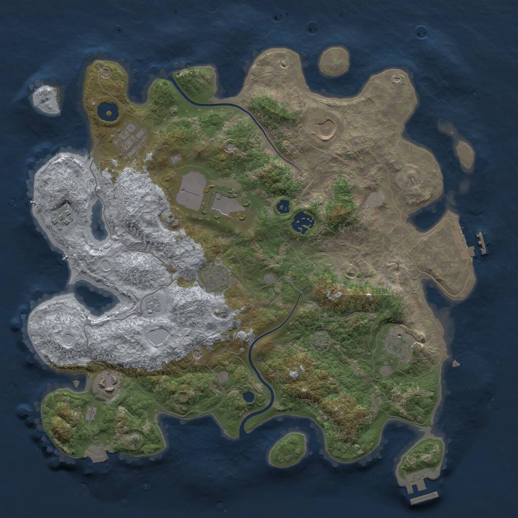 Rust Map: Procedural Map, Size: 3700, Seed: 1418718851, 14 Monuments