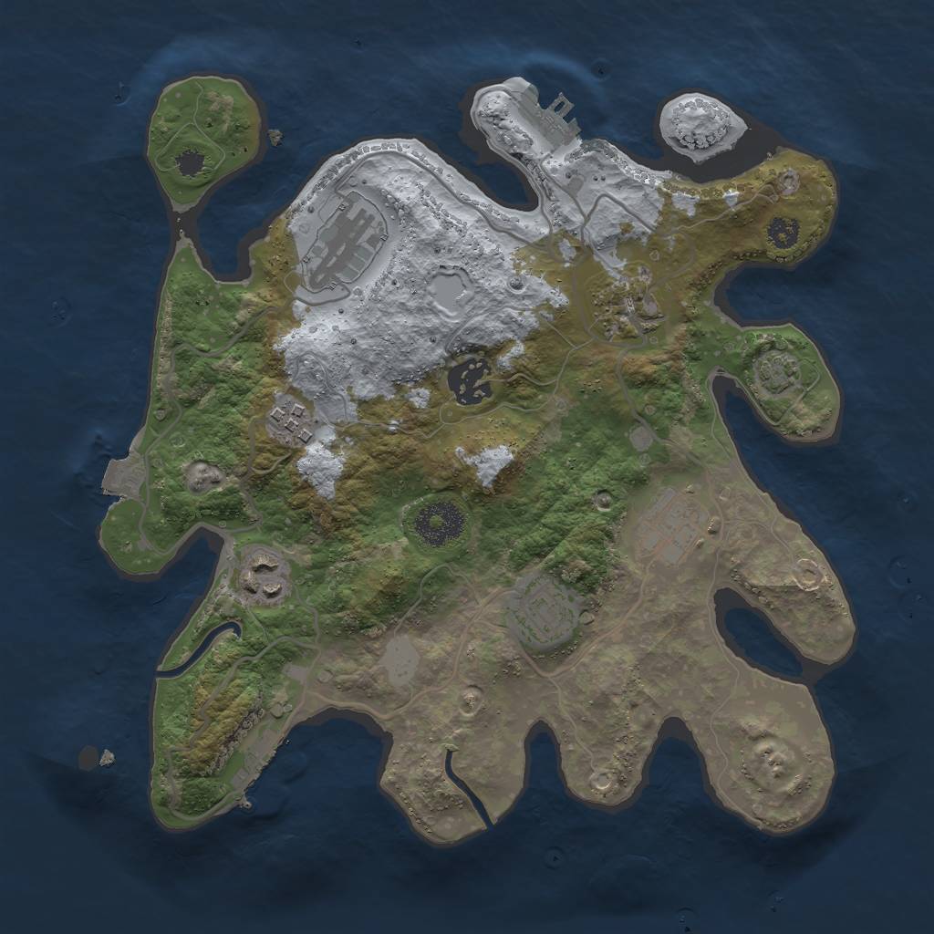 Rust Map: Procedural Map, Size: 3000, Seed: 33214532, 13 Monuments