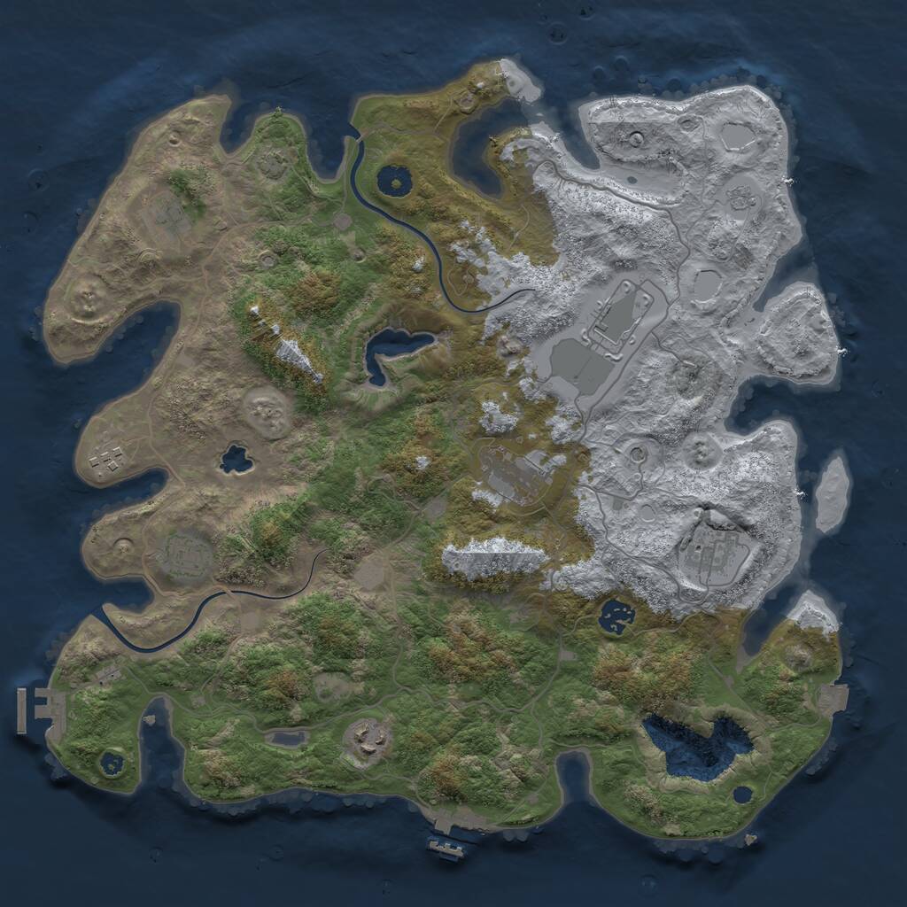 Rust Map: Procedural Map, Size: 4000, Seed: 601535907, 14 Monuments