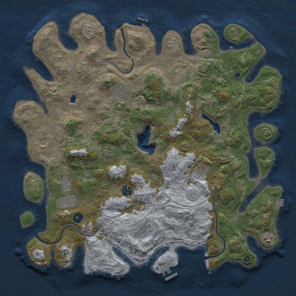 Rust Map: Procedural Map, Size: 4444, Seed: 3666, 16 Monuments