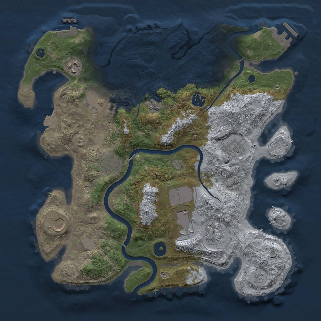 Rust Map: Procedural Map, Size: 3500, Seed: 2107255698, 15 Monuments