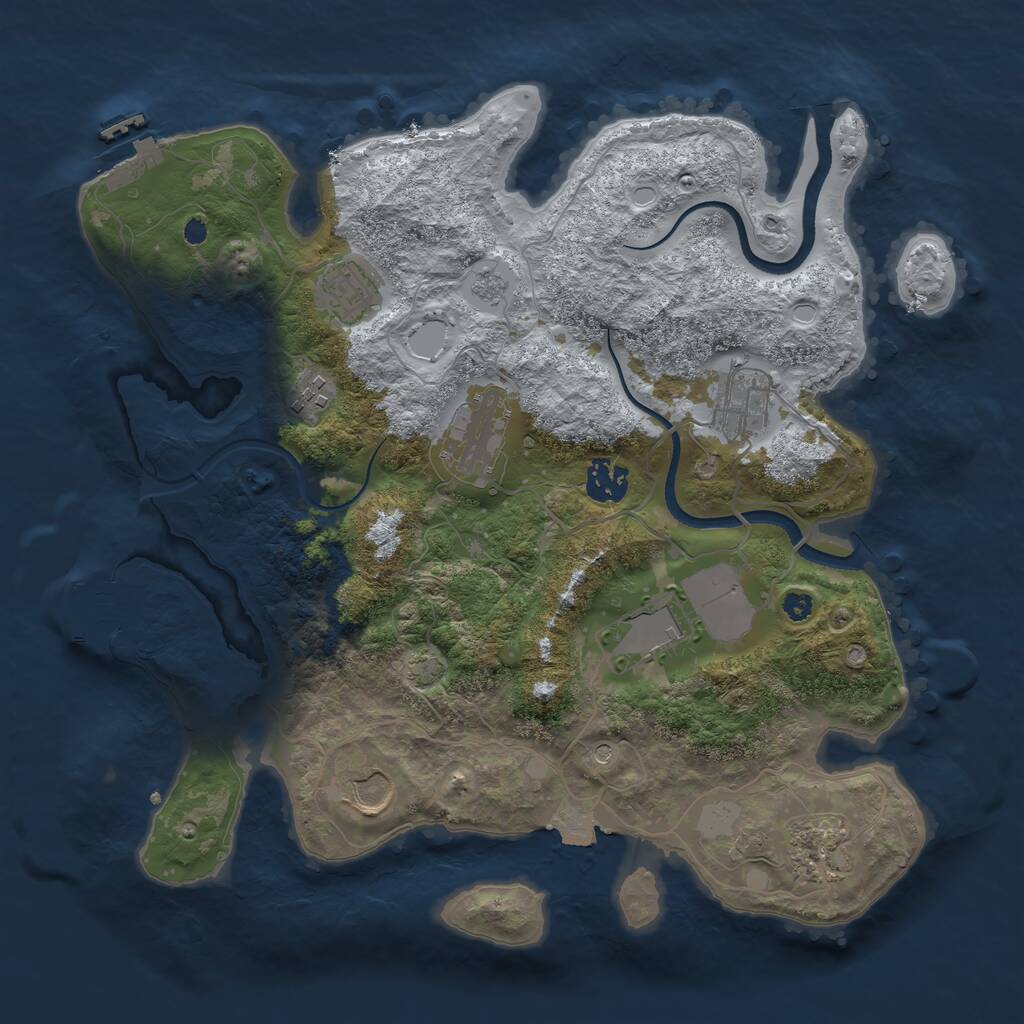 Rust Map: Procedural Map, Size: 3500, Seed: 919933432, 14 Monuments