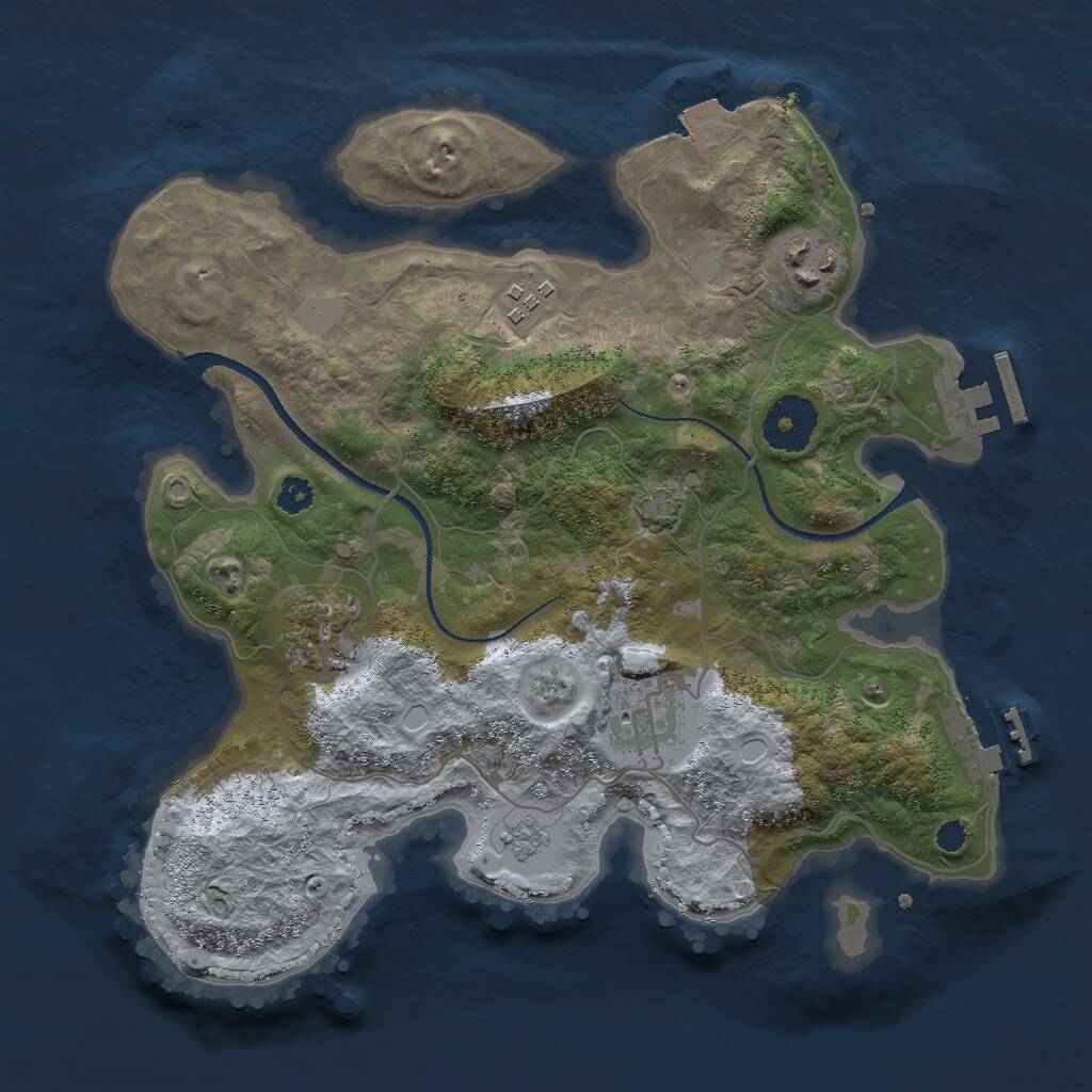 Rust Map: Procedural Map, Size: 3000, Seed: 598453215, 9 Monuments