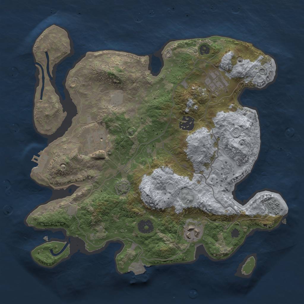 Rust Map: Procedural Map, Size: 3000, Seed: 492868044, 11 Monuments
