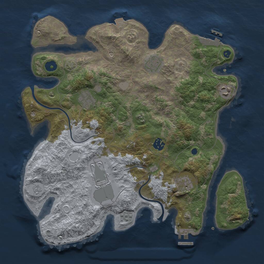 Rust Map: Procedural Map, Size: 3500, Seed: 1932625054, 13 Monuments