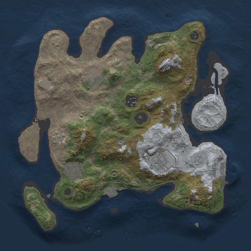 Rust Map: Procedural Map, Size: 3000, Seed: 1384503170, 12 Monuments