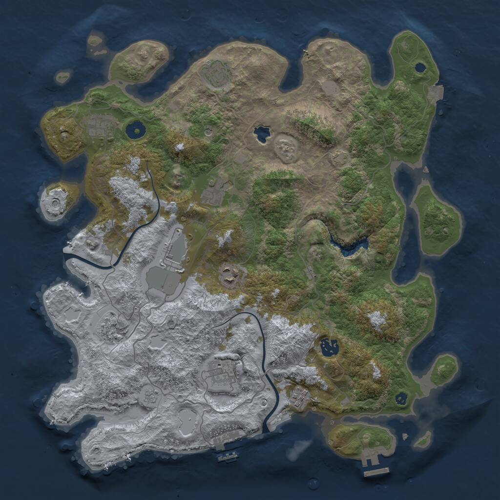 Rust Map: Procedural Map, Size: 4000, Seed: 939818750, 15 Monuments