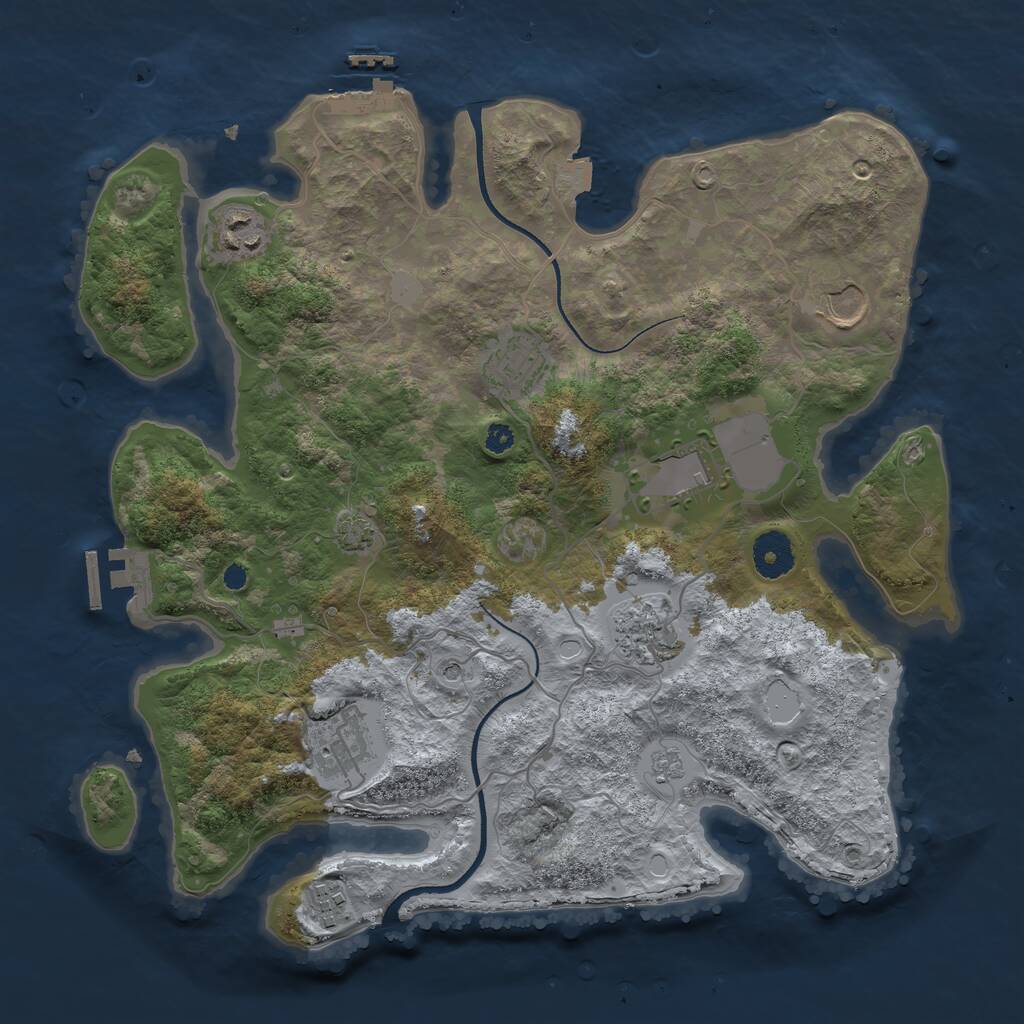 Rust Map: Procedural Map, Size: 3500, Seed: 261100485, 13 Monuments